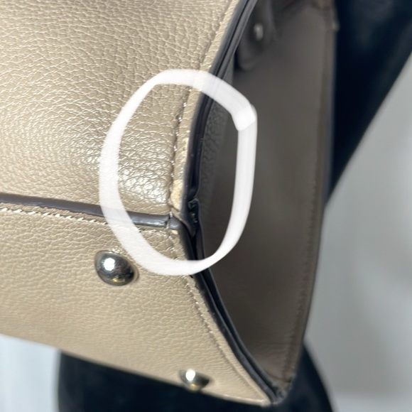 Chaps Tan Taupe Satchel Handbag | FREE Pearl Charm - Picture 9 of 9